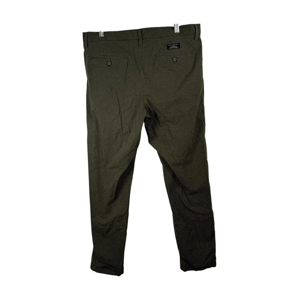 Banana Republic Mason Chino Summerweight Pants Green Printed Ofice Mens 32x30